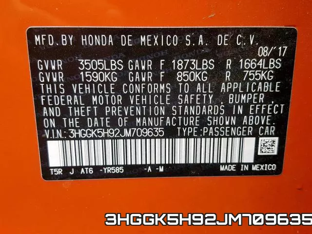 3HGGK5H92JM709635 фото 2