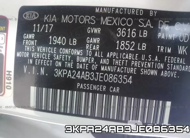 3KPA24AB3JE086354 фото 10