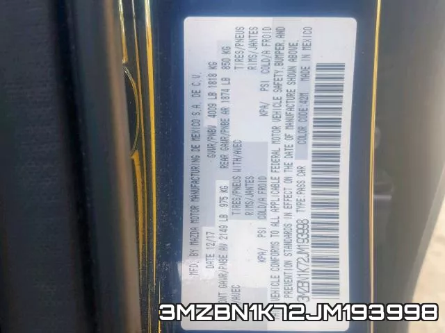 3MZBN1K72JM193998 фото 2
