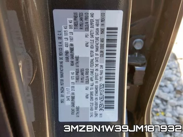 3MZBN1W39JM187932 фото 2
