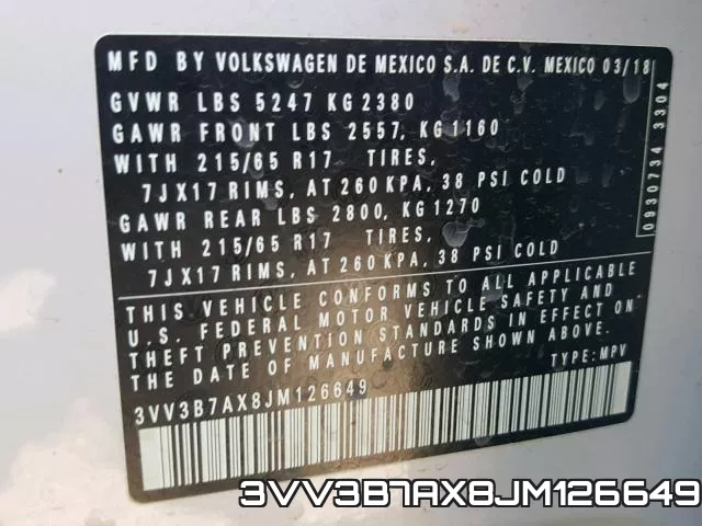 3VV3B7AX8JM126649 фото 2