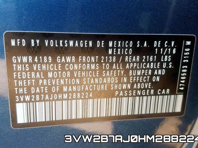 3VW2B7AJ0HM288224 фото 2