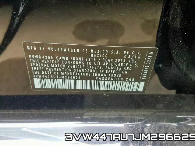 3VW447AU7JM296629 фото 2