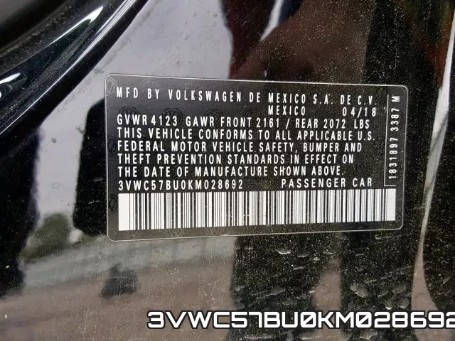 3VWC57BU0KM028692 фото 2