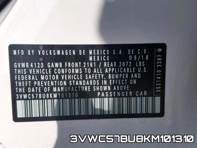 3VWC57BU8KM101310 фото 2