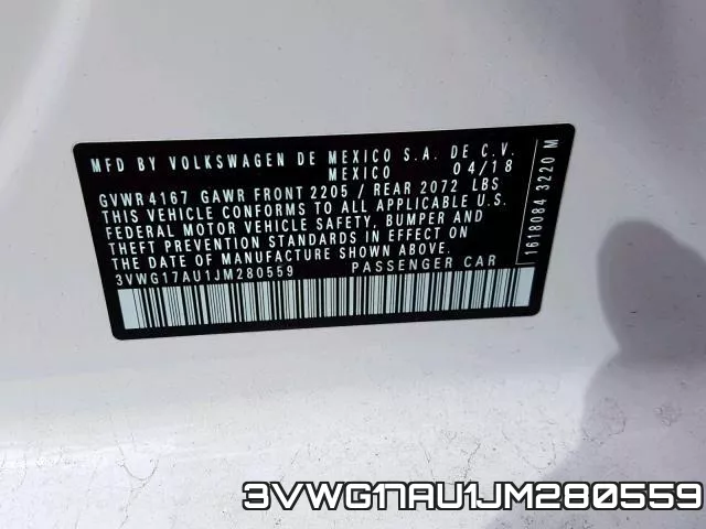 3VWG17AU1JM280559 фото 2