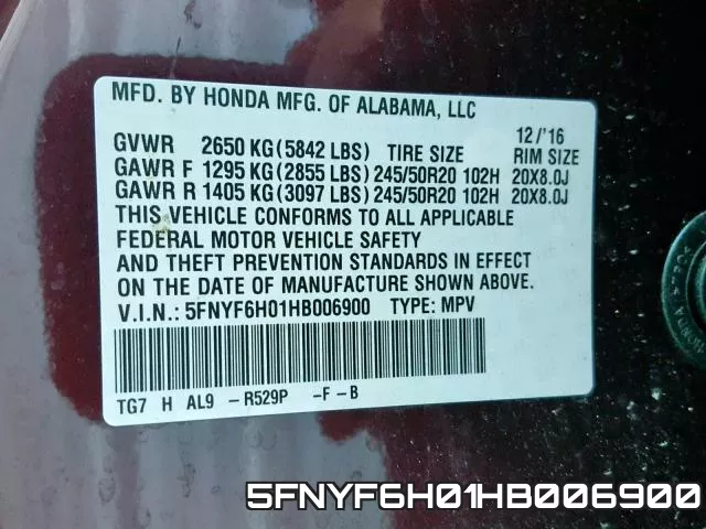 5FNYF6H01HB006900 фото 2