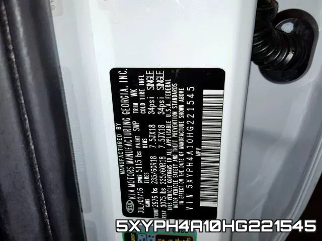 5XYPH4A10HG221545 фото 2