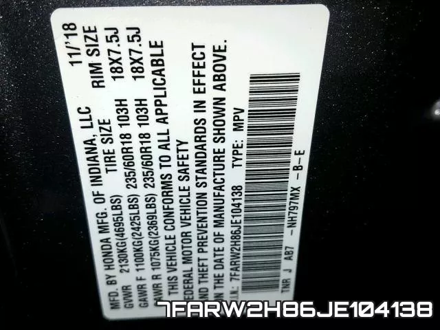 7FARW2H86JE104138 фото 2