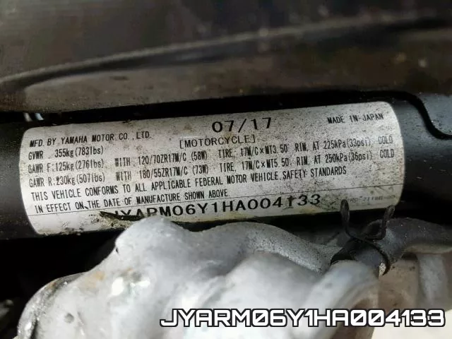 JYARM06Y1HA004133 фото 2