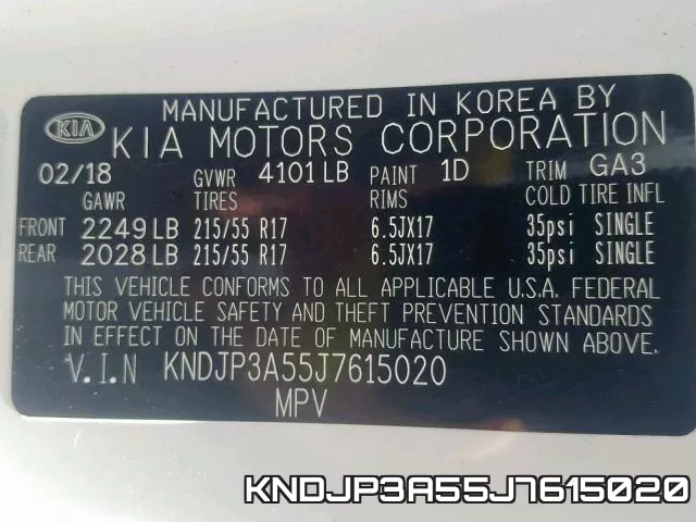 KNDJP3A55J7615020 фото 2