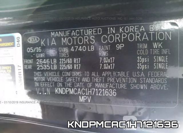 KNDPMCAC1H7121636 фото 10