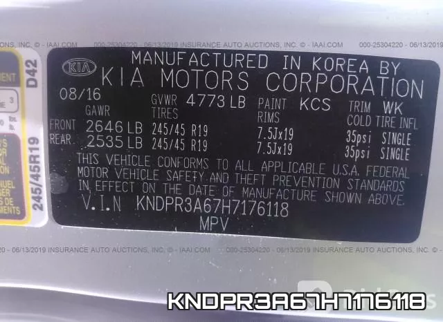 KNDPR3A67H7176118 фото 10