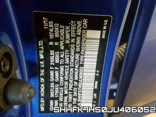 SHHFK7H50JU406052 фото 2