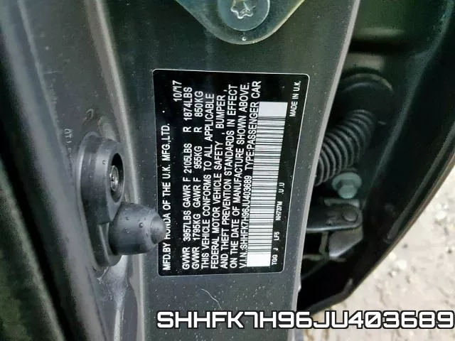 SHHFK7H96JU403689 фото 2