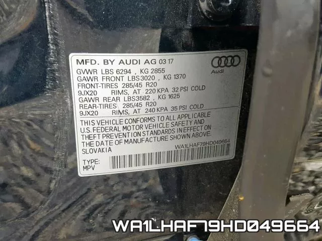WA1LHAF79HD049664 фото 2
