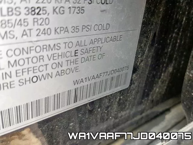 WA1VAAF77JD040075 фото 2