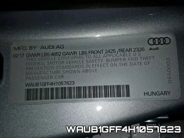 WAUB1GFF4H1057623 фото 2