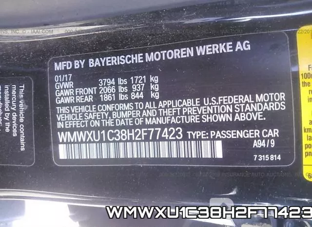 WMWXU1C38H2F77423 фото 10